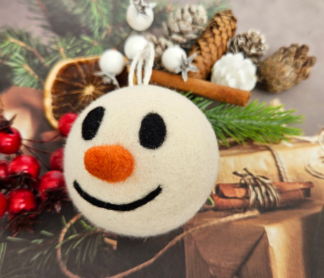Felt Snowman Needle Felted Christmas Ornament Shatterproof Etsy