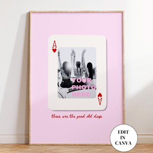 Speelkaart print aangepaste goede oude tijd muurkunst, trendy gepersonaliseerde poster, aas retro poster, beste vriend cadeau bestie BFF digitale download