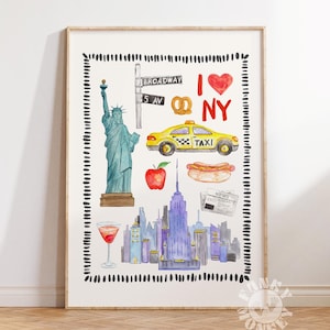 Arte murale di New York City, stampa di poster di viaggio di New York, poster collage alla moda, decorazioni per dormitori stampabili, stampa scaricabile di appartamenti universitari