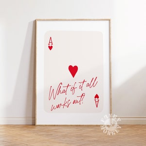 Impressão de arte de parede vermelha na moda E se tudo der certo Carta de jogo retrô, pôster formal, arte para impressão, impressão digital, decoração de dormitório de meninas