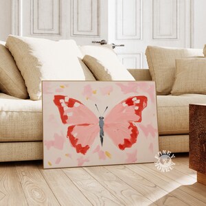 Butterfly Print Pink Printable Wall Art, Coquette Aesthetic, Girly Digital Print, Girl&#39;s Nursery Room Painting Preppy Trendy Dorm Room Decor