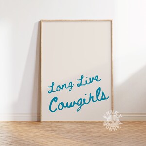 Long Live Cowgirls Art Print, Coastal Cowgirl Aesthetic Print, Retro Western Rodeo Printable Art, Dorm Room Decor, Trendy Digital Print