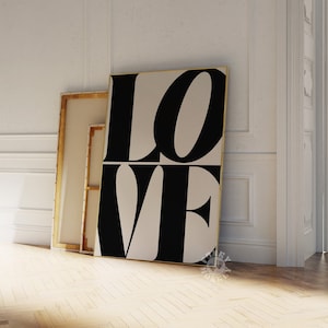 Liebe Kunstdruck, Retro 70er Jahre Liebe Poster, trendiger Wanddruck, Y2K Preppy Ästhetik, Typografie Print, druckbare Kunst, Digitaldruck, neutrale Kunst