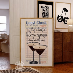 Espresso Martini Guest Check Print, Bar Cart Art Print, Retro Prints, Trendy Wall Art, Cocktail Print Preppy Poster Aesthetic Digital Prints