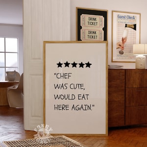 Divertido cocina pared arte impresión chef era linda cita, arte de la pared de moda, cocina imprimible, cartel estético, impresión tipográfica, impresiones digitales