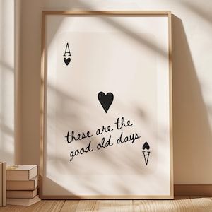 Arte murale alla moda dei bei vecchi tempi, poster di carte da gioco retrò, poster preppy, stampe digitali stampabili di Asso di cuori, arredamento per dormitori per ragazze