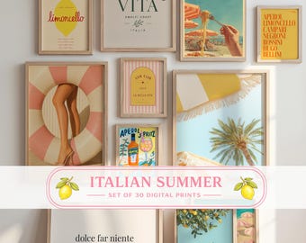 Italian Summer Wall Art Bundle, Amalfi Coast Prints, Mediterranean Gallery Wall Set, Capri Decor, Coastal Italy Aesthetic, 30 Digital Prints