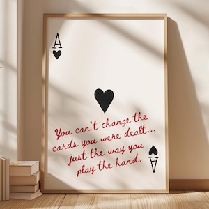 Rot Trendige Wandkunst, Retro Ace Hearts Spielkarte Druck, Preppy Poster Ästhetik, druckbare Kunst, Mädchen College Schlafsaum Digitaldruck