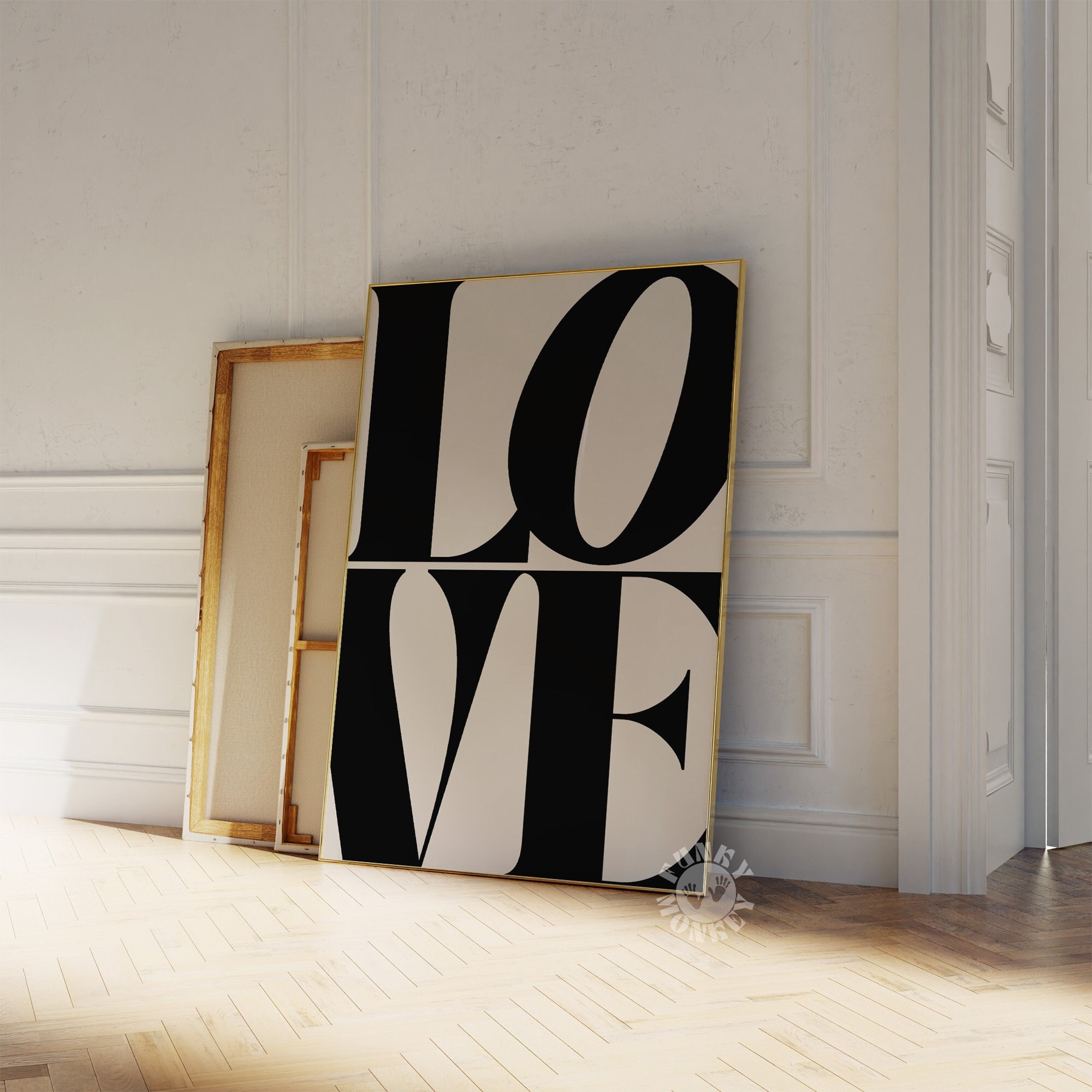 Love Art Print, Retro 70s Love Poster, Trendy Wall Print, Y2K Preppy Aesthetic, Typography Print, Printable Art, Digital Print, Neutral Art