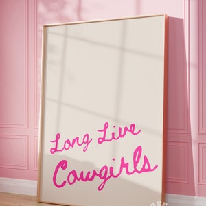 Long Live Cowgirls Print, Pink Retro Western Rodeo Printable Art, Coastal Cowgirl Aesthetic Print, Dorm Room Decor, Trendy Digital Print