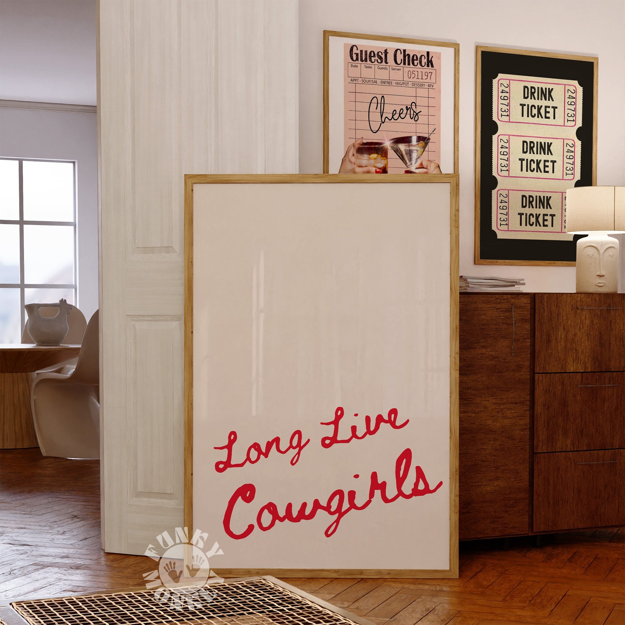 Long Live Cowgirls Printable Wall Art, Red Retro Western Rodeo Printable Art, Cowgirl Aesthetic Print, Dorm Room Decor, Trendy Digital Print