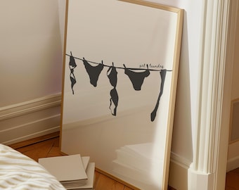 Laundry Digital Print, Coquette Room Decor, Girly Wall Art, Girl Laundry Lingerie Poster, Trendy Aesthetic Printable Art