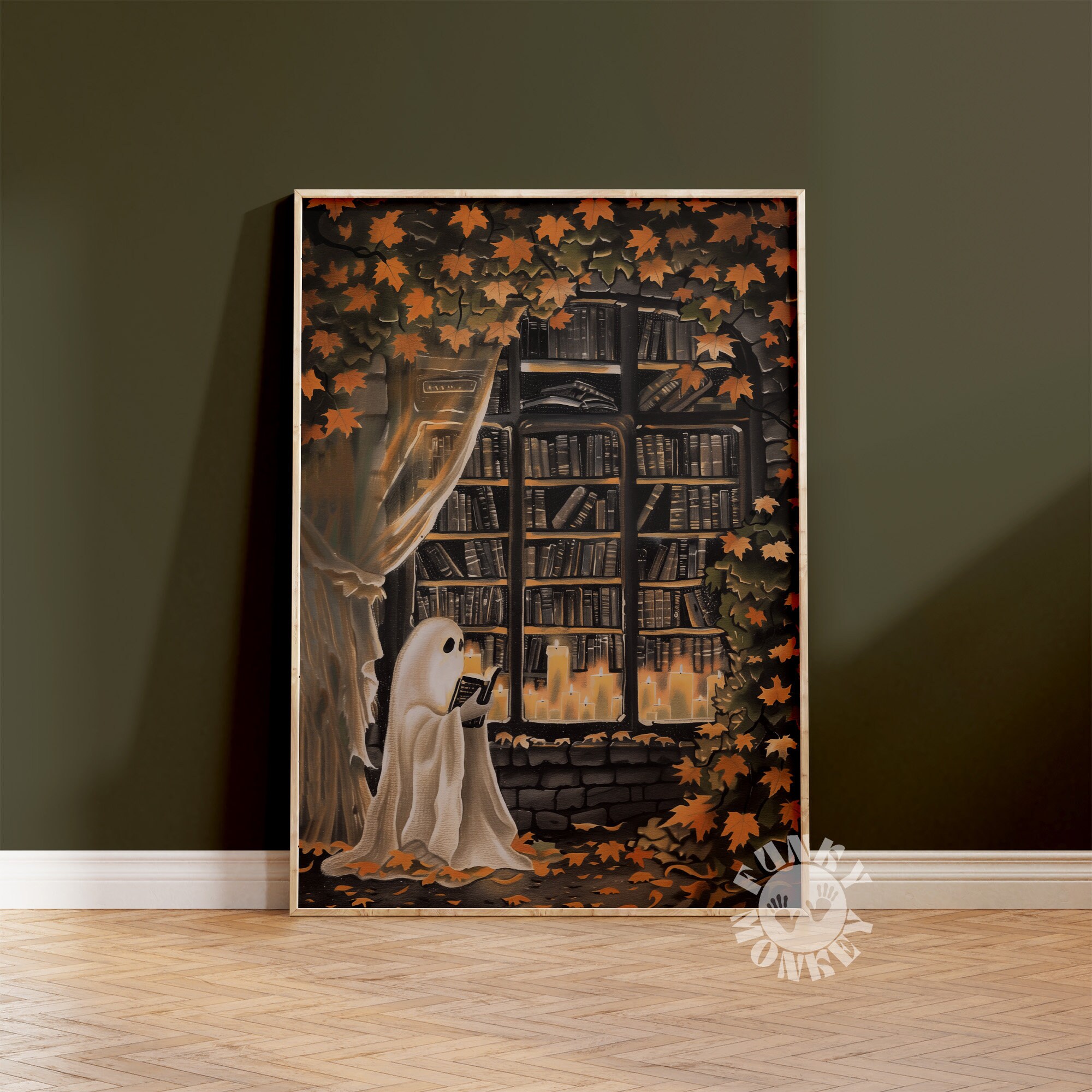 Ghost Art Print, Ghost Reading Book Printable, Library Ghost Wall Art ...