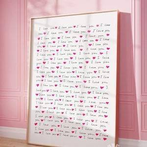 Valentinstag druckbare Kunst, Liebesbrief Druck, ich liebe dich Herz Digitaldruck, handgeschriebene Liebesnotiz, Typografie Druck, Digitaldruck