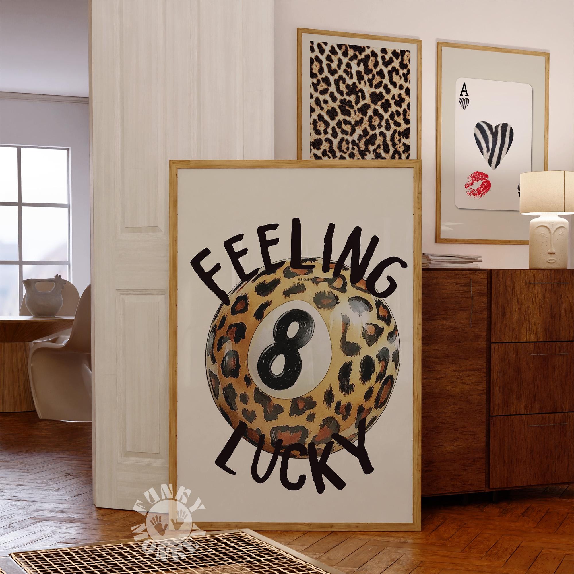 Vintage Leopard【38-kT THE RICH】HAKUオリジナル Trendy Leopard Wall Art Print Set, 8 Ball Digital Print, Retro
