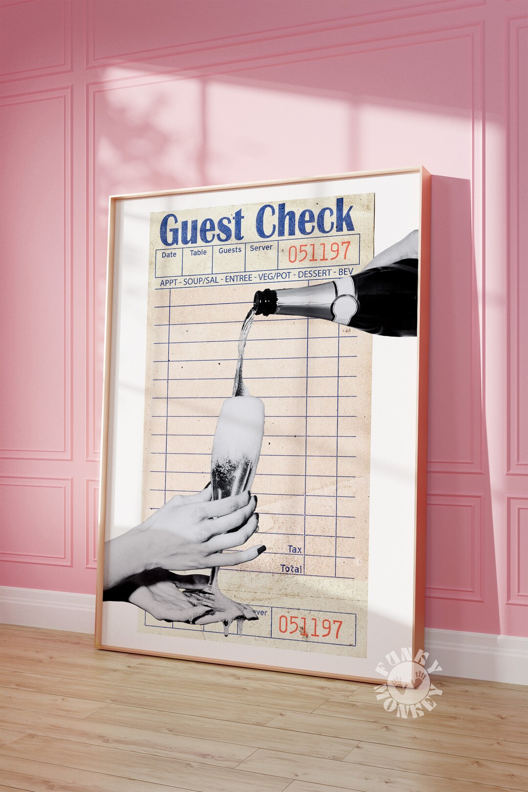 Guest Check Print Champagne, Trendy Wall Art Prints, Bar Cart Decor ...