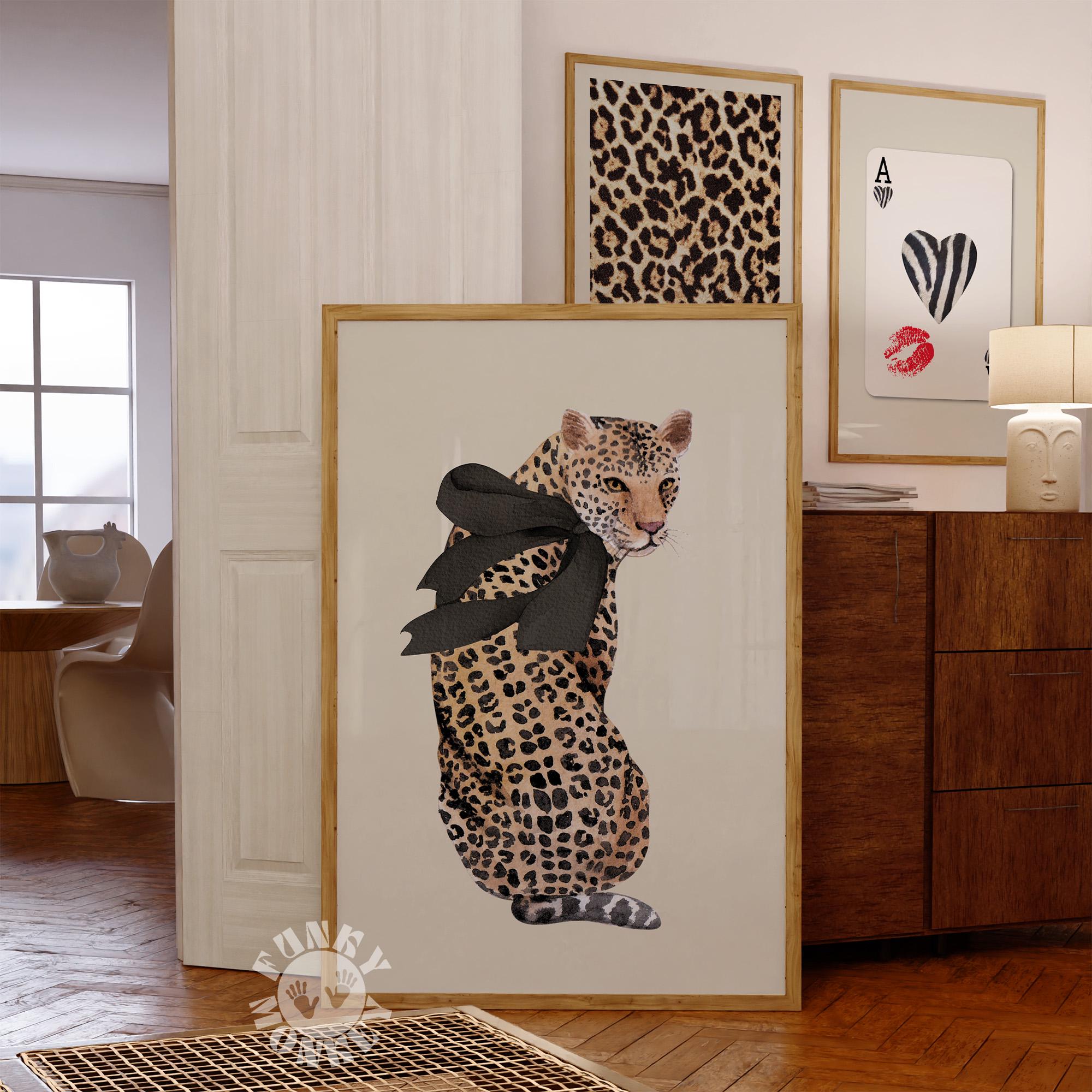 Vintage Leopard【38-kT THE RICH】HAKUオリジナル Trendy Leopard Wall Art Print Set, 8 Ball Digital Print, Retro
