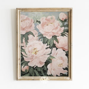 Pink Peonies Print, Coquette Room Decor, Blush Pink Aesthetic, Grandmillenial Digital Print, Abstract Flowers, Girly Printable Art