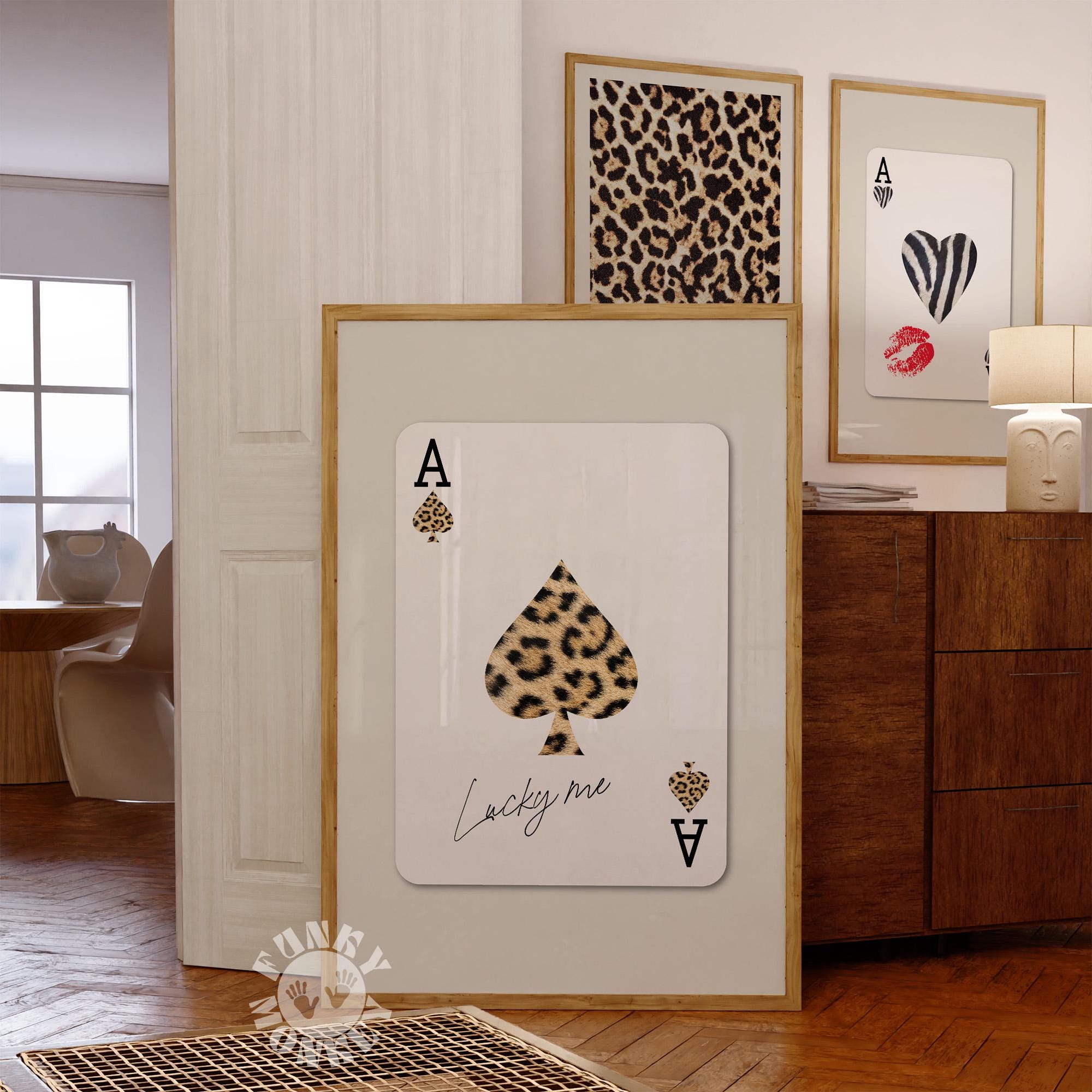 Ace Playing Cards Set of 2, Leopard Spade Print, Red Kiss Lips Ace