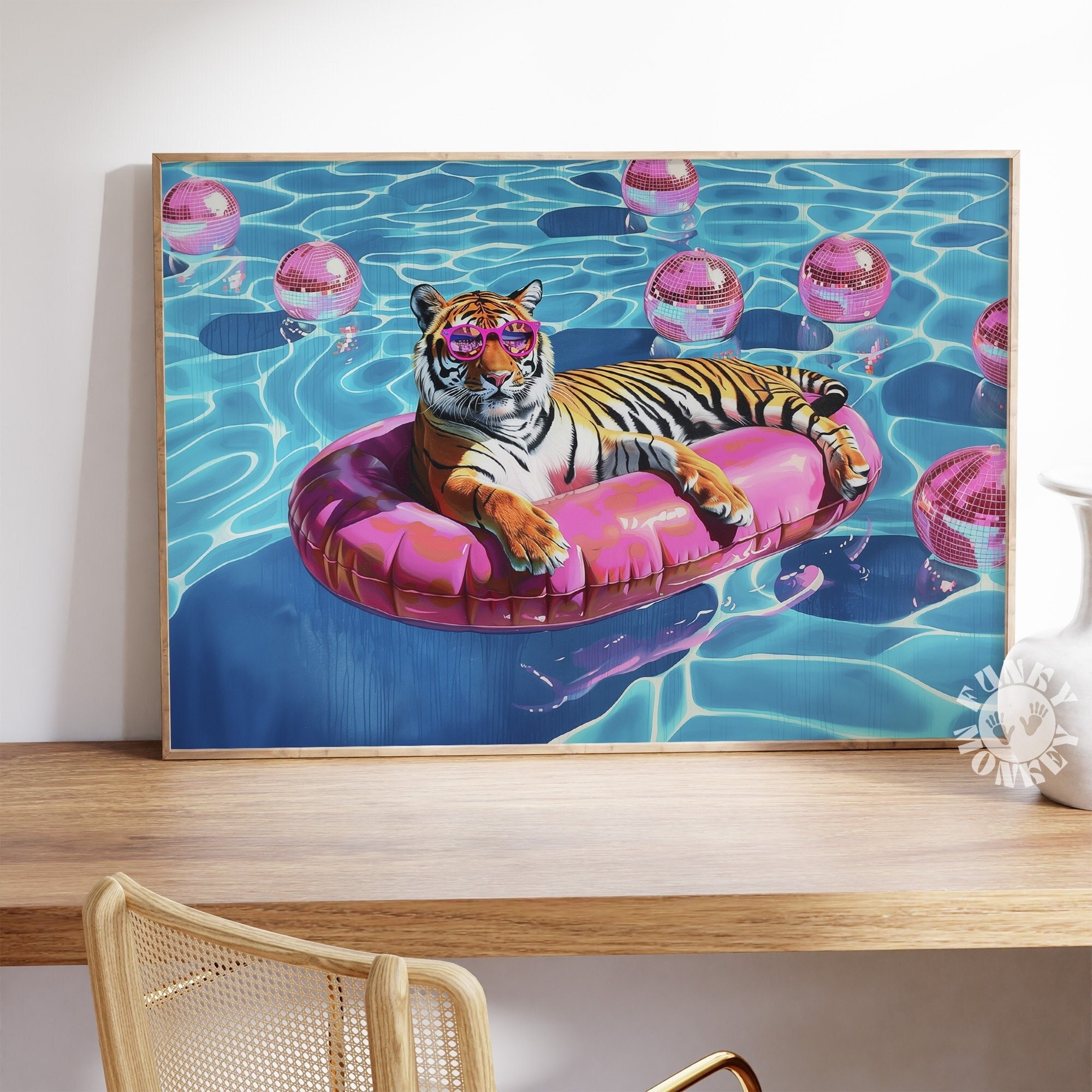 Preppy Summer Tiger Print, Fashion Animal Downloadable Art, Pink Disco  Balls Pool Art Retro Poster Funky Dopamine Aesthetic Maximalist Decor -  Etsy Canada
