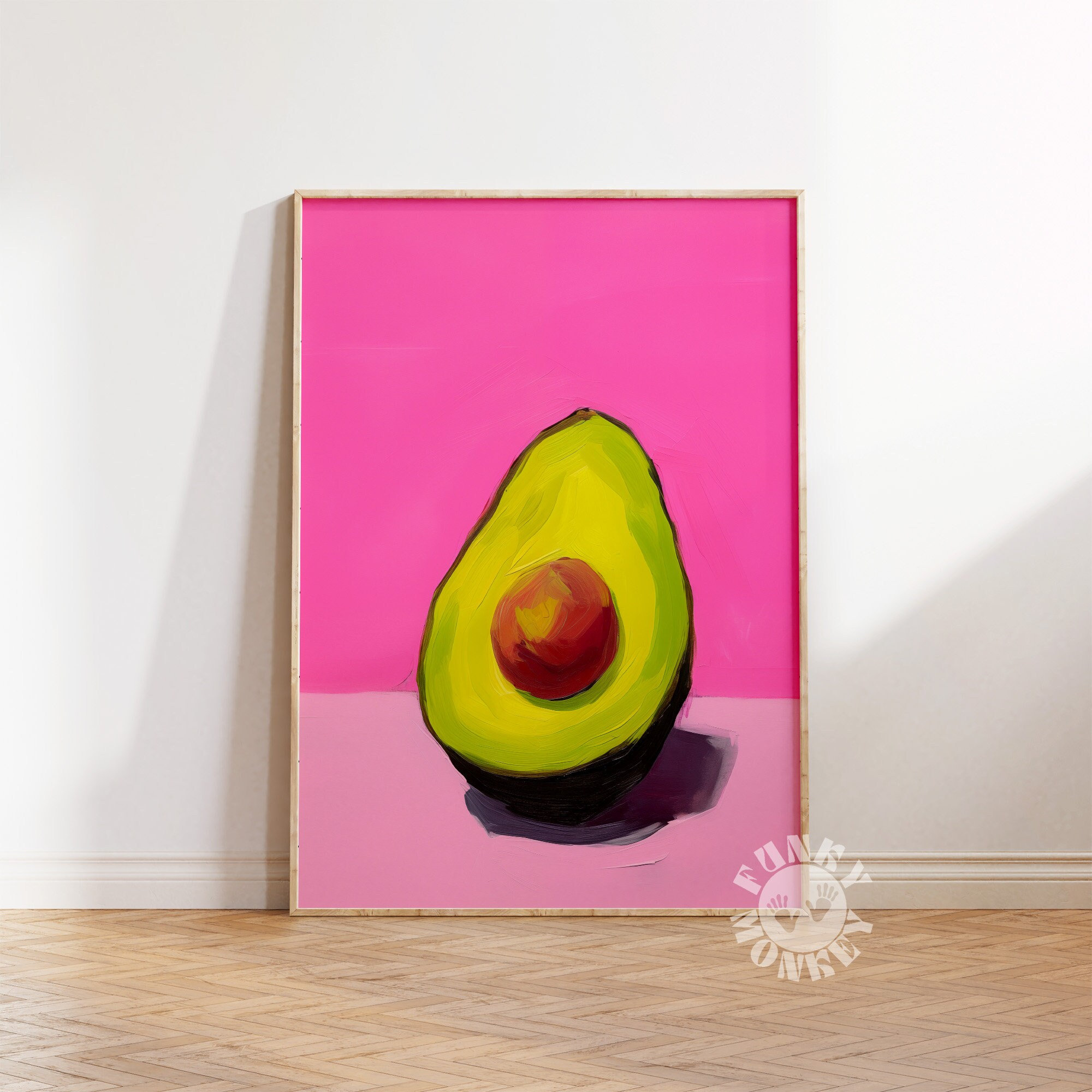Avocado Print, Maximalist Kitchen Decor, Pink Food Painting, Bright Kitchen Printable Wall Art, Pop Art Aesthetic, Digital Print