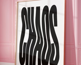 Chaos Wall Art Print, Preppy Decor, Retro Print, Trendy Wall Art, Y2K Decor, Dorm Room Typography Print, Teens Room Aesthetic, Digital Print