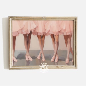 Retro Ballet Painting, Dance Wall Art Digital Print, Pink Ballerina Downloadable Art, Balletcore Aesthetic Girly Printable Girl&#39;s Room Decor