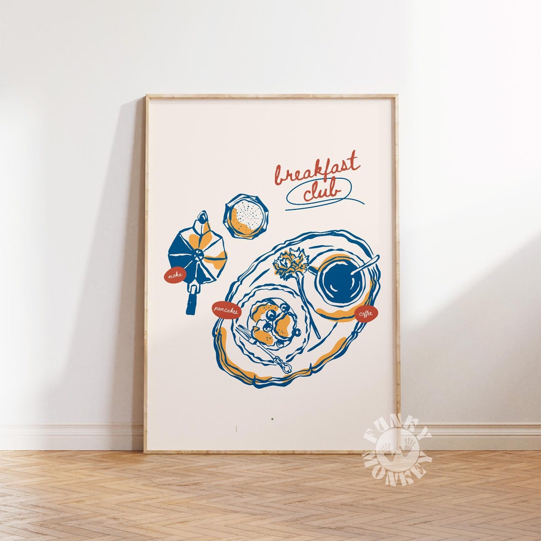 Breakfast Print Breakfast Club Kitchen Print, Retro Coffee Espresso Breakfast Food Wall ...