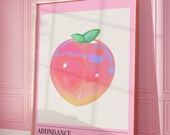 Peach Preppy Wall Art, Retro Digital Print, Pink Aesthetic, Trendy Wall Art, Digital Prints, College Apartment Dopamine Exhibition Print