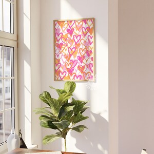 BNGFDV Abstrakte Malerei Leinwand Rosa & Blau – Maximalistisches Poster, Preppy Room Decor Für Teenager Mädchen Zimmer