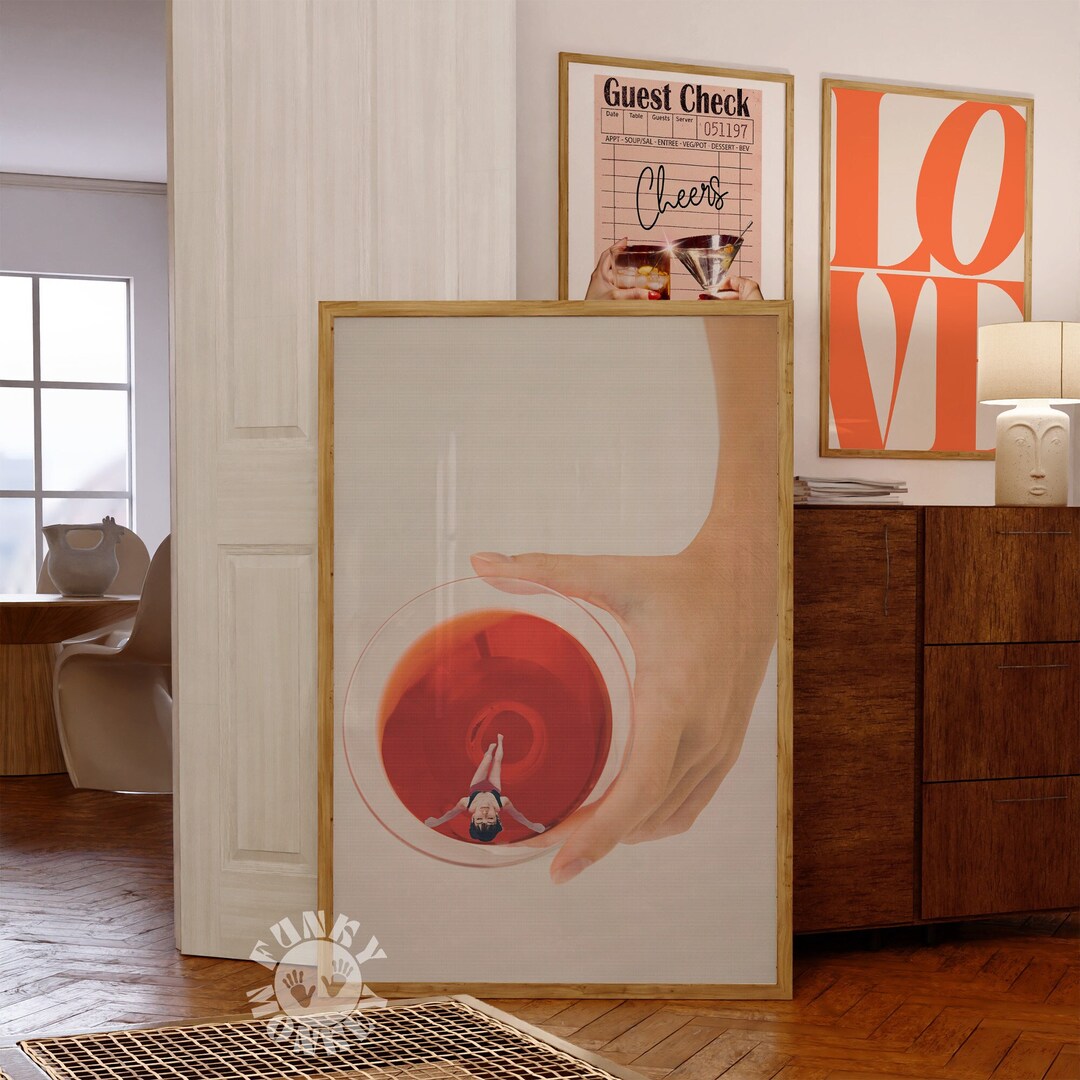 Bar Cart Art Print, Retro Cocktail Poster, Printable Drink Print