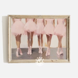 Ballet Digital Print, Dance Wall Art, Pink Ballerina Painting, Balletcore Aesthetic, Pink Retro Girly Printable, Girl&#39;s Room Coquette Decor