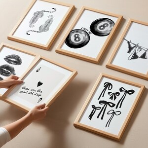 Black White Wall Art Print Set of 9 Trendy Prints Retro Gallery Wall Set Funky Printable Poster Dorm Room Decor College Apartment Aesthetic