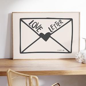 Liebesbrief-Druck, horizontale Wandkunst, trendiges druckbares Poster, Galerie-Wanddruck, Wohnungsästhetik, I Love Me digitaler Download