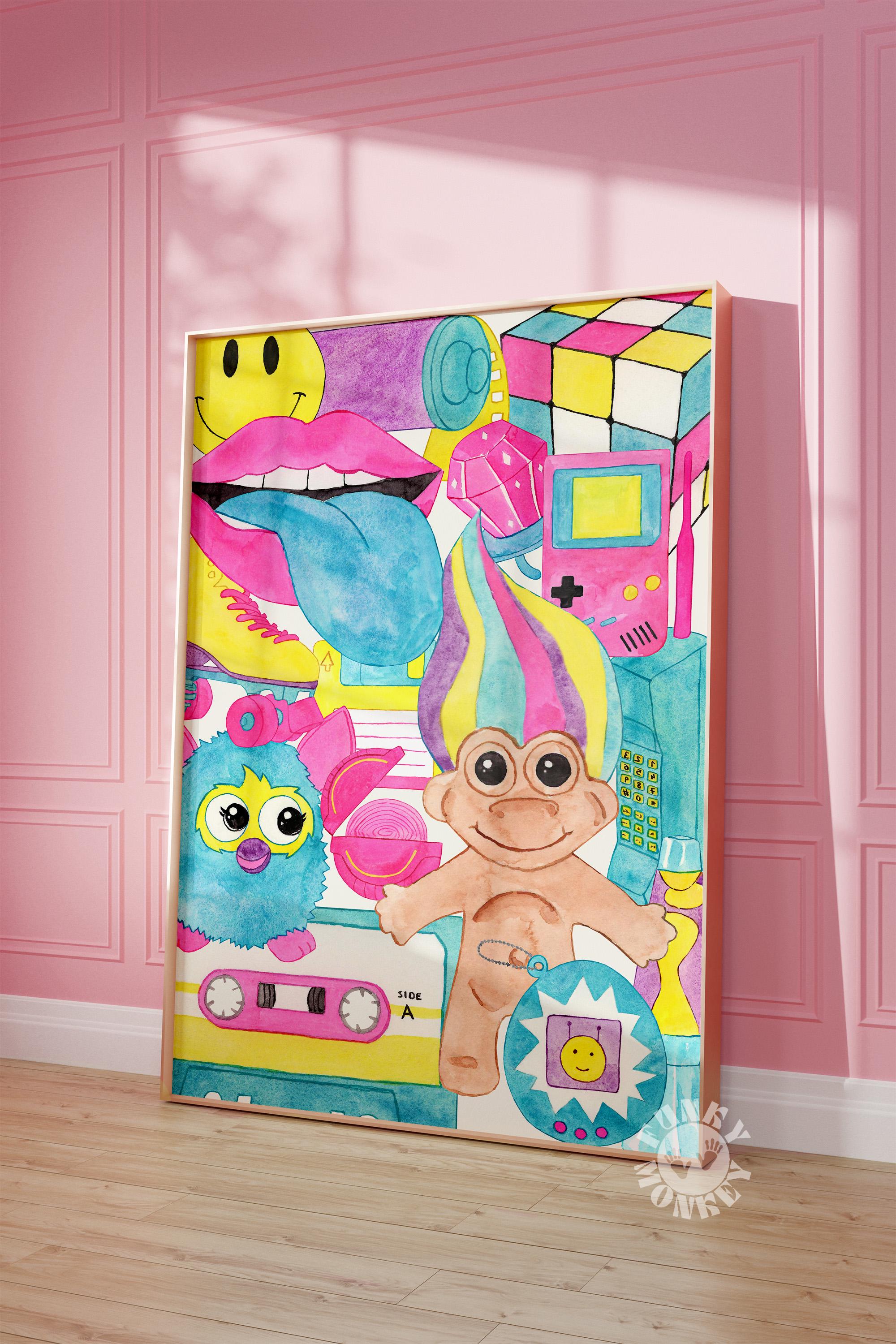 【90‘s vintage 20471120Hyoma soft toy♪新品】 Retro 90s Poster, 90s Toys Nostalgia Wall Art Print, Maximalist