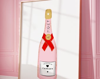 Champagne Print, Girly Wall Art, Coquette Room Decor, Soft Girl Bedroom Printable Art, Trendy Wall Art, Preppy College Apartment Print