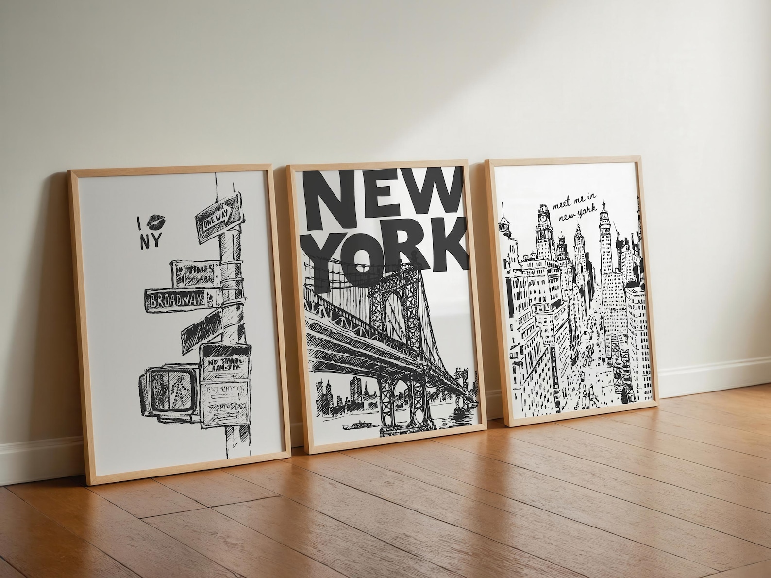 New York City Travel Wall Art Print Set, Retro NYC Poster, Trendy ...