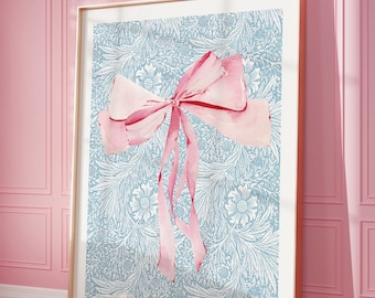 WYHLMTQ 6 pz Fiocco Rosa Tela Wall Art Trendy Carino Girly Acquerello Archi Stampe Pittura Camera Estetica Decorazione Della Parete Poster Preppy Coquette Decorazione della Camera per Soggiorno