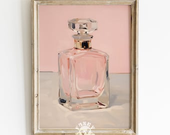 コケットルームデコレーション、香水プリントウォールアート、ピンクの
