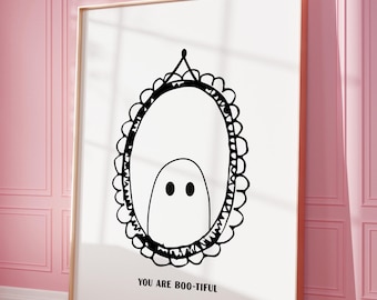 Halloween Poster You Are Bootiful Wall Art Print, Cute Ghost Digital Print, Trendy Preppy Wall Art, Girly Print, Girls Room Decor