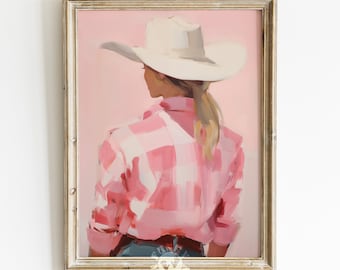 Cowgirl print, Pink Girly Western Wall Art, Southern Aesthetic Dorm Room Wall Decor, Trendy Wall Art, Preppy Poster, Digital Download