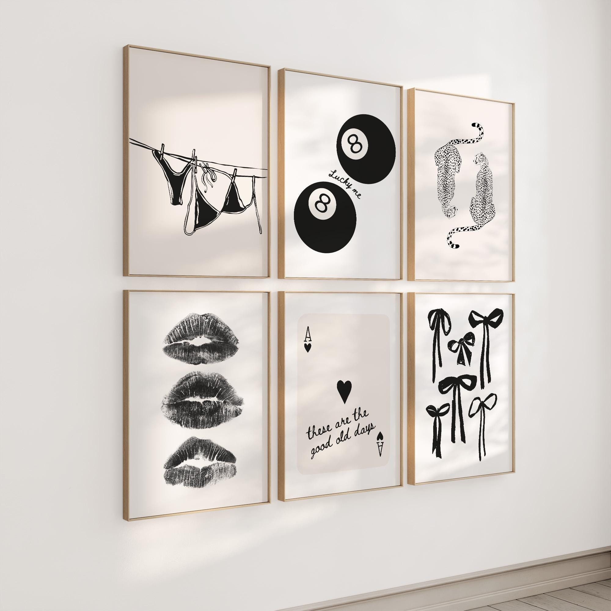 Trendy Print Set of 6, Neutral Gallery Wall Set, Funky Retro Printable Posters Dorm Room Decor College Apartment Aesthetic Digital Print
