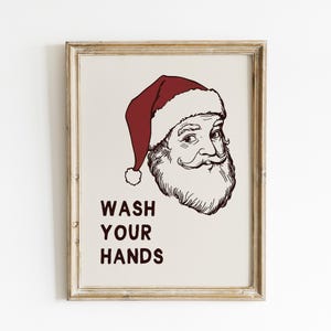 Bathroom Christmas Print, Funny Santa Digital Print, Printable Retro Christmas Wall Art, Bathroom Humour Downloadable Art, Holiday Decor