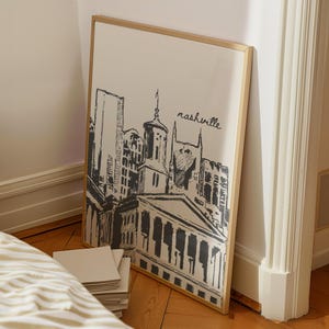 Retro Nashville Print, Trendy Wall Art, City Travel Poster, Printable Art, Digital Prints, Dorm Decor, Apartment Aesthetic, Downloadable Art image 2