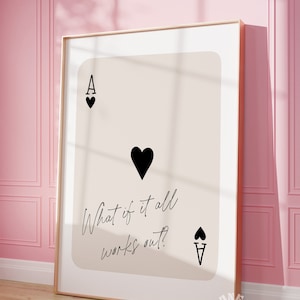 E se tutto funzionasse? Stampa artistica da parete alla moda, carta da gioco retrò, poster preppy, asso di cuori stampabile, stampe digitali, arredamento del dormitorio