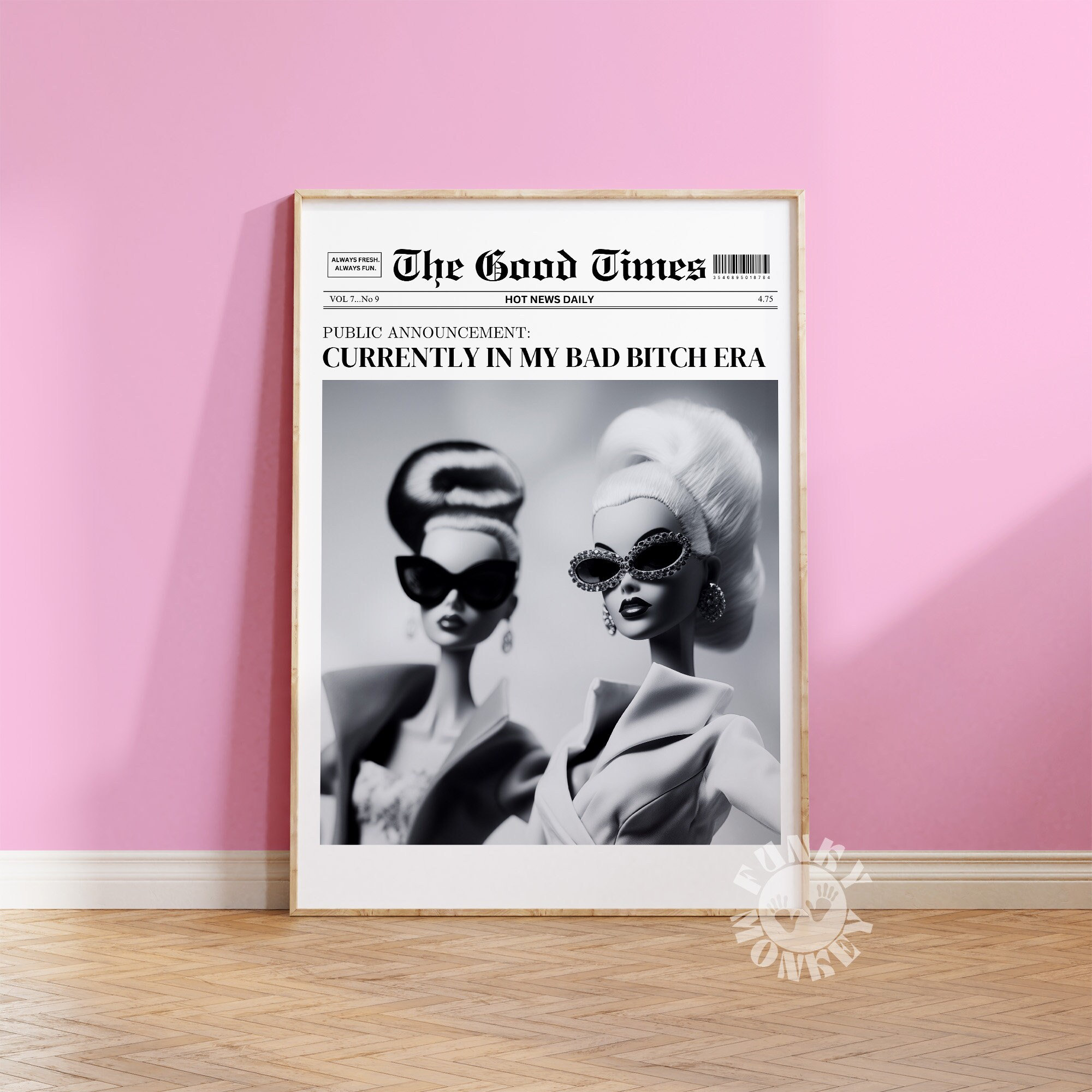 Bad Bitch Era Newspaper Headline Print, Retro Hot Girl Poster