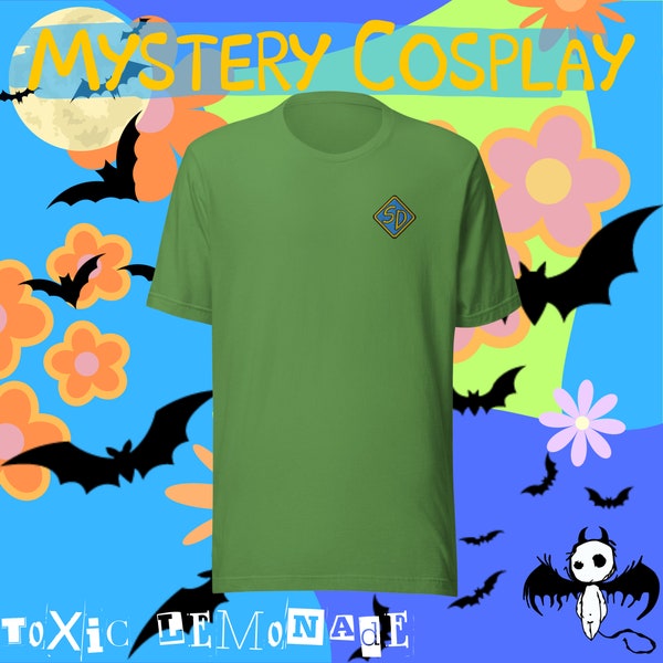 Shaggy - Classic Green T-Shirt - With Embroidered Scooby Logo - Iconic Mystery Solver Cosplay T-Shirt - Funny Halloween Costume