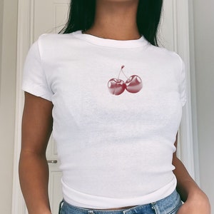 Half-tone Cherries Coquette Aesthetic Shirt