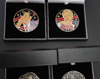 Arirang Merch Jin, Jimin, V, JungKook Pin Badge Enamel Pin | Fan-Made Collector Pin  (Includes Leatherette Box)