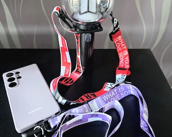Arirang Lightstick Holder or Phone Strap: Purple/Red Long Lanyard (Crossbody) for Concert Tour Fanmade